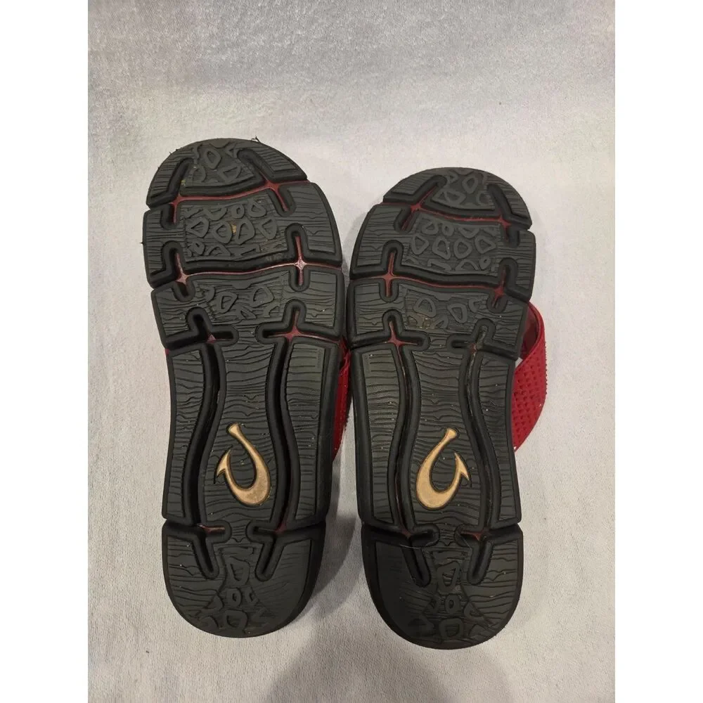 Olukai Kai'i HLA Mens Sandals Flip Flops Red Black Hawaii Lifeguard sz 11